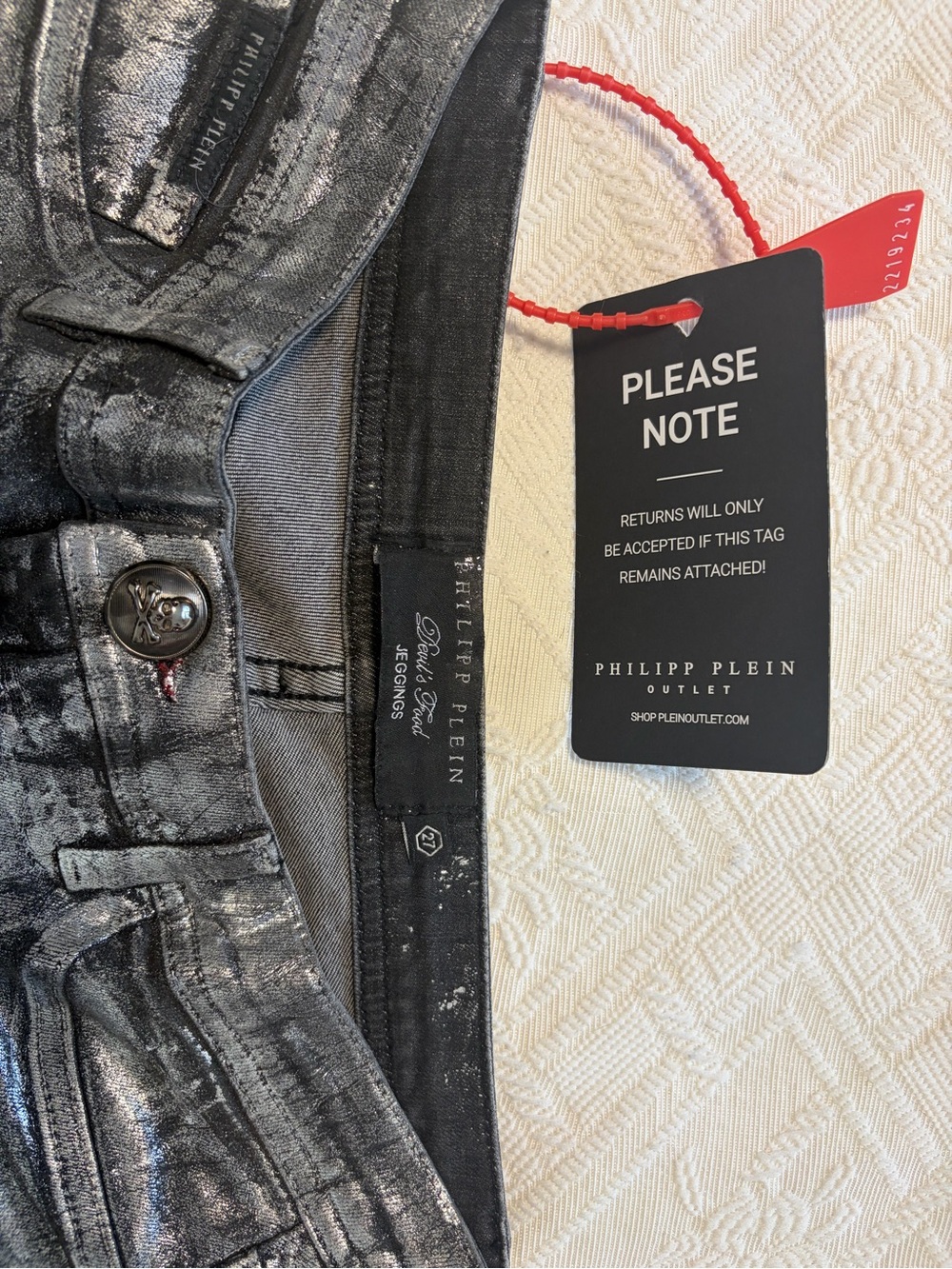 Philipp Plein Women's Metallic Silver-Gray Jeggings